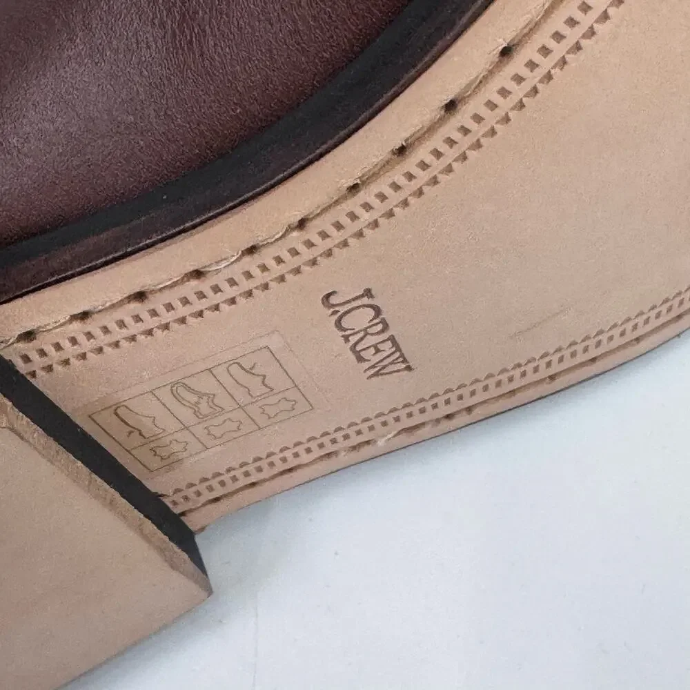 J. Crew Men's Penny Loafers Shoes Comfort Leather Burnished Brown Size 9 NWOB